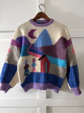 Rare Vintage Peruvian Hand-Made Folk Art Knit Sweater